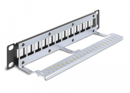 Delock Panel De Conexión Keystone De 10" De 12 Puertos Con Alivio De Tensión 1u Negro