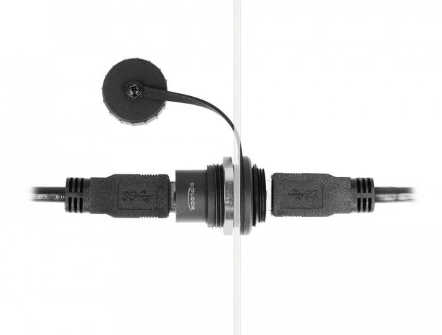 Delock Conector Usb 3.2 Gen 1 Tipo-A Integrado Con Tapa Protectora Ip67 Resistente Al Polvo Y Al Agua