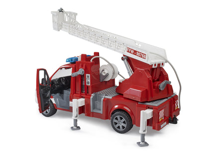 Vehículo Cuerpo De Bomberos Bruder Mb Sprinter Con Módulo De Luz Y Sonido (Rojo/Blanco, Escalera Giratoria, Bomba)