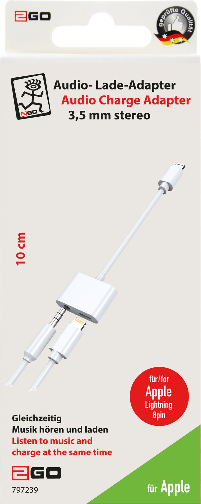 2go Cable De Conector Lightning 0,1 M Blanco