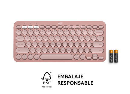 Teclado  Español Logitech Pebble Keys 2 K380s Rf Wireless + Bluetooth Qwerty Rosa