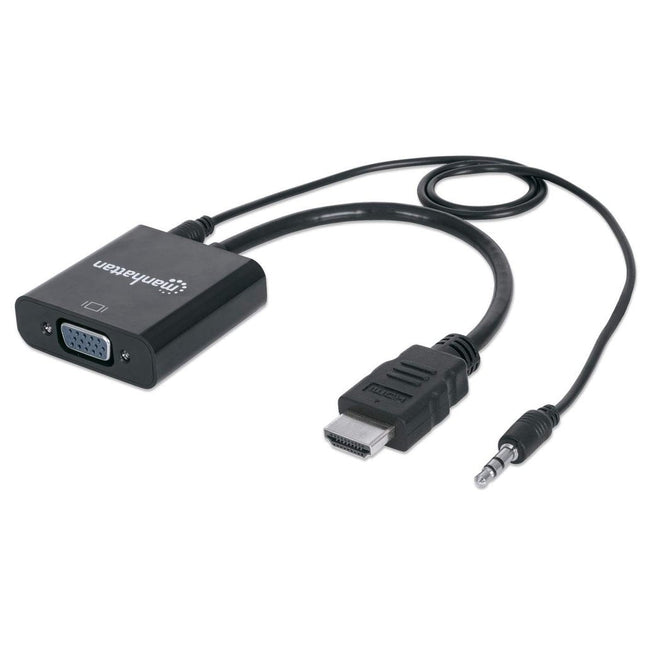 Manhattan Convertidor Hdmi Macho A Vga Hembra, Con Audio, Negro