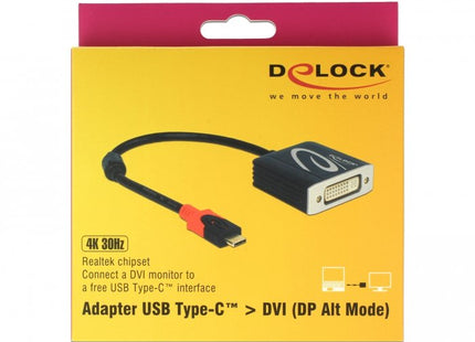 EAN 4043619612130 - DeLOCK 61213 adaptador de cable de vídeo 0,2 m USB Tipo C DVI Negro imagen 1