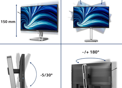 Philips 24b2n4200 00 23.8" 1920x1080 Vga Hdmi Dp Usb