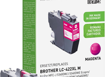 Tinta Kmp Brother Mfc-J5340dw Lc422xlm Magenta 1500s. 20ml Remanufactured