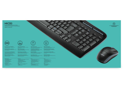 Teclado Ingles Logitech Mk330 Internacional Wireless Combo Unifying P/N:920-003989