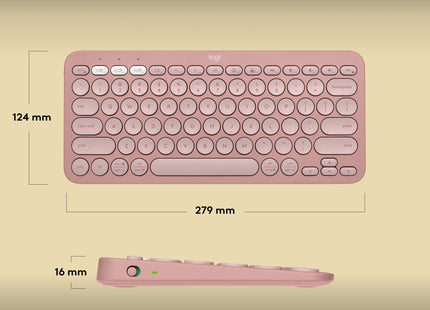 Teclado  Español Logitech Pebble Keys 2 K380s Rf Wireless + Bluetooth Qwerty Rosa