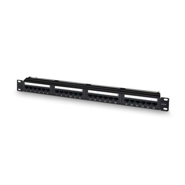 Aisens Patch Panel 24 Puertos Rj45 Cat.6 Utp - 19" 1u Dual Idc Con Gestion De Cables - Negro