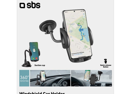 Soporte Universal Coche Sbs Con Ventosa A Partir De 6" Negro