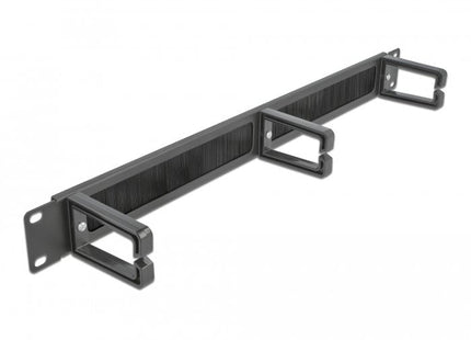 Delock Tira De Cepillo Para Administración De Cables De 19" Con 3 Ganchos 1u Negro