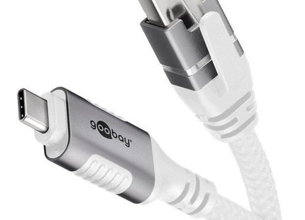 Cable Ethernet Goobay Usb-C 3.2 Gen2 Macho > Rj-45 Macho, Adaptador Lan Blanco, 3 Metros, Cubierta Textil Trenzada 74177