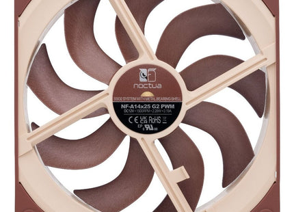 EAN 9010018100617 - Noctua NF-A14X25 G2 PWM sistema de refrigeración para ordenador Carcasa del ordenador Ventilador 14 cm Be imagen 4