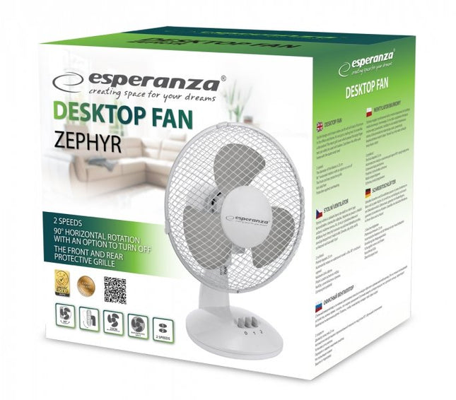 Ventilador De Sobremesa Esperanza Ehf004we 23cm Blanco / Gris