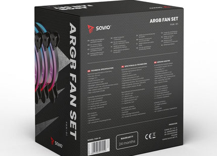 EAN 5901986047940 - Savio FAN-01 4-pack 120mm ARGB fan including controller and remote control Carcasa del ordenador Ventilad imagen 4
