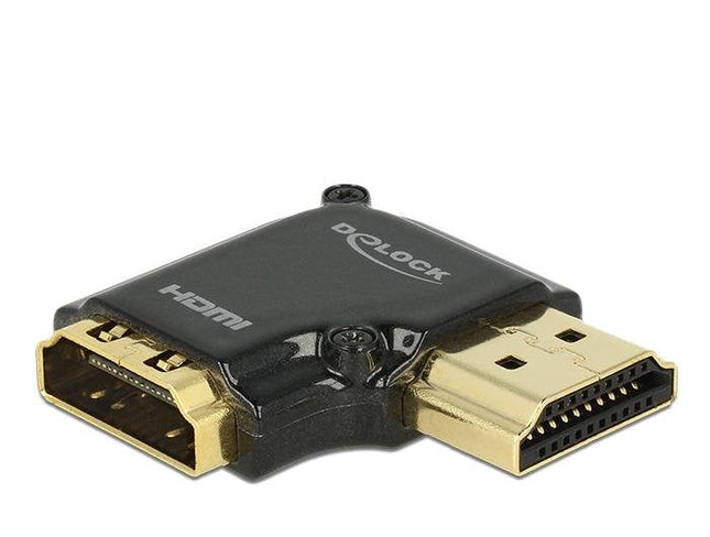 Delock 65661 Adapter High Speed Hdmi With Ethernet  Hdmi-A Female > Hdmi-A Male 4k 90° Angled Right Black