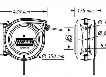 Hazet Alargo Enrollador De Cable Eléctrico 9040 D-2.5