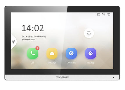 Monitor Videoportero Interior Tft 7" Marco Estrecho Audio Bidireccional Tcp/Ip Microsd Superficie 8ch Alarma Hikvision