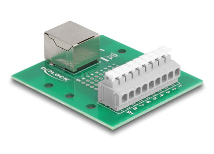 Delock 66992 Rj45 Hembra A Bloque De Terminales Con Pulsador Para Carril Din