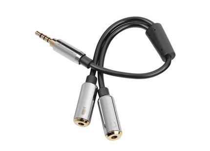 Sharkoon 0.12m, 3.5mm/2x3.5mm Cable De Audio 0,12 M 3,5mm 2 X 3,5mm Negro, Plata