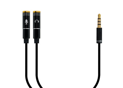 Ewent Ec1641 Cable De Audio 0,3 M 3,5mm 2 X 3,5mm Negro Ewent Cable Adaptador Audio Jack 3.5/M 4pines - 2xjack 3.5/H 3pines, Negro, 0.30m