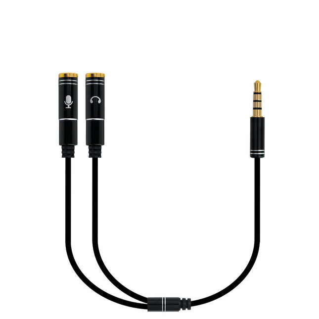 Ewent Ec1641 Cable De Audio 0,3 M 3,5mm 2 X 3,5mm Negro Ewent Cable Adaptador Audio Jack 3.5/M 4pines - 2xjack 3.5/H 3pines, Negro, 0.30m