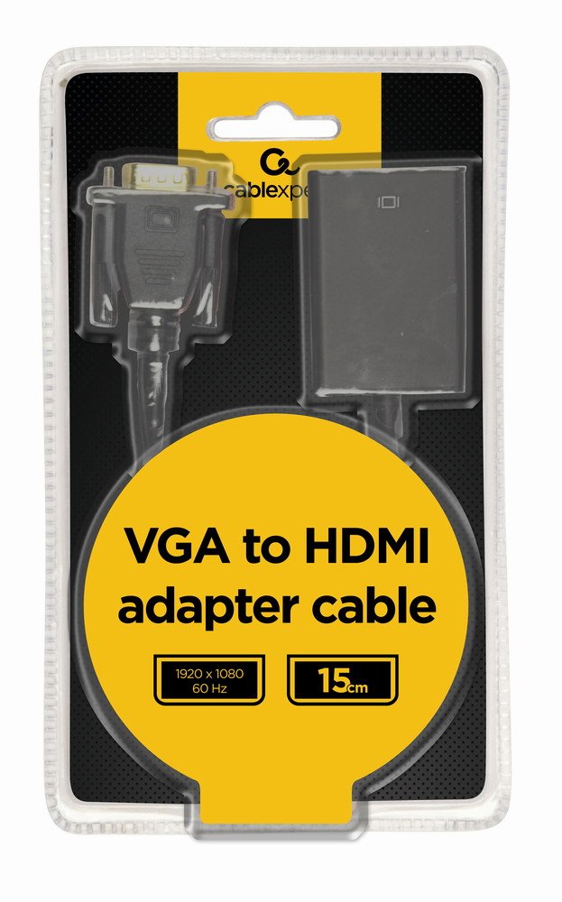 Gembird Adaptador Vga A Hdmi Con Audio Jack  3.5mm 0.15m Negro A-Vga-Hdmi-01