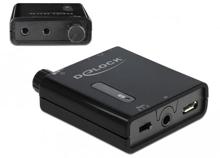 Delock Amplificador De Auriculares Estéreo Portátil Con Salida Doble Y Refuerzo De Graves