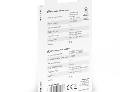 Savio Ak-68 Adaptador Usb-A 3.1 Gen 1 (M) - Sata (F) Para Unidades De 2,5