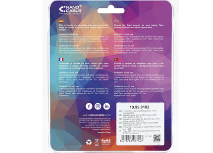 Nanocable Adaptador De Disco Duro De 9.5 Mm Para Unidad Optica De 12.7 Mm En Portatil