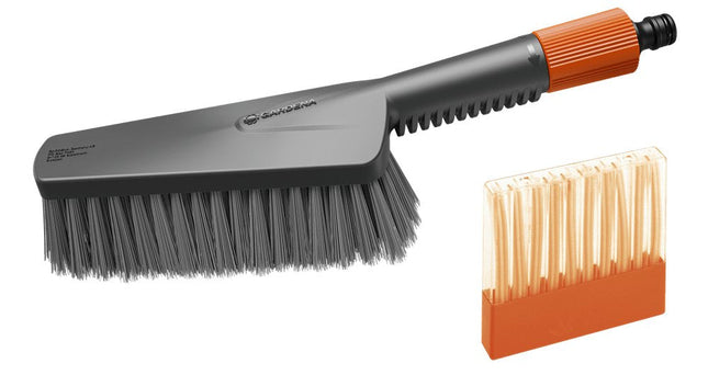 Gardena Set De Lavado Cleansystem Con Cepillo De Mano M Suave, Cepillo Gris, Incluye 10 Barras De Jabón 18863-20