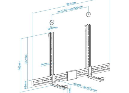 Tooq Soporte Para Barra De Sonido De 86-155 Mm De Profundidad - Peso Max 15kg - Vesa Max 800x400