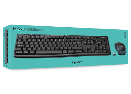 Teclado Belga Logitech Wireless Combo Mk270 Ratón Incluido Usb Azerty Negro