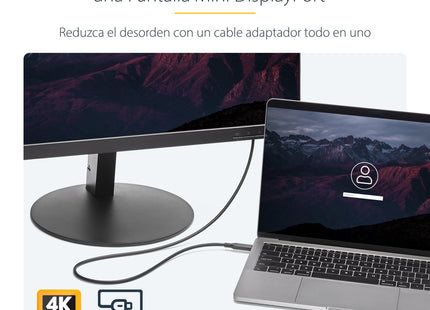 Startech.Com Cable Adaptador De 1,8m Usb-C A Mini Displayport 4k 60hz - Negro - Cable Usb Tipo C A Mdp - Cable De Vídeo Usbc, 1,8 M, Usb C, Mini Displayport, Macho, Macho, Derecho