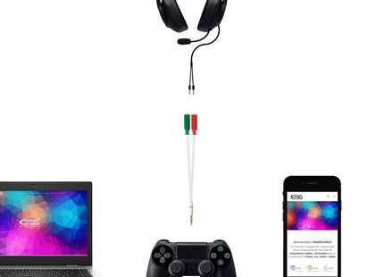 Nanocable Cable Adaptador Audio Jack 3.5mm Macho 4 Pines A 2x Jack 3.5mm Hembra 3 Pines 0.20m - Blanco