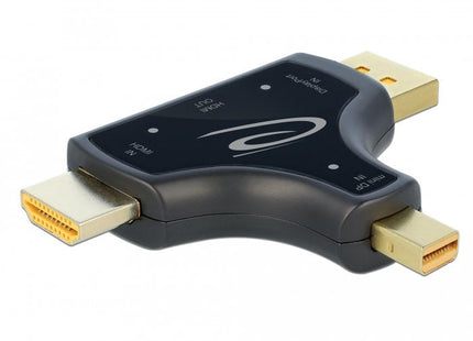 Delock Adaptador De Monitor 3 En 1 Con Entrada Hdmi / Displayport / Mini Displayport A Salida Hdmi Con 4k 60 Hz