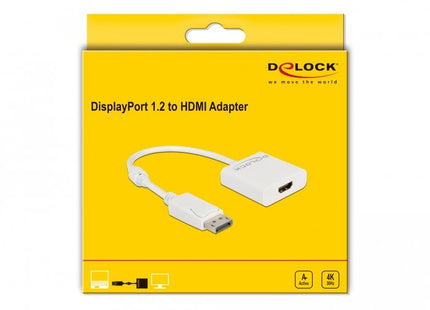 Delock Adaptador Displayport 1.2 Macho A Hdmi Hembra 4k Activo Blanco