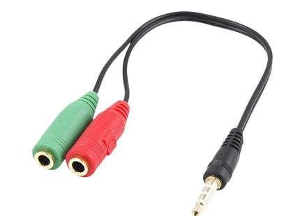 Ewent Ec1640 Cable De Audio 0,15 M 3,5mm 2 X 3,5mm Negro, Verde, Rojo Ewent Cable Adaptador Audio Jack 3,5/M 4pines -2 Jack 3,5 / H 3pines, Negro, 0,15m