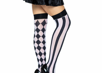Leg Avenue Calcetines Altos Arlequin Negro/Blanco