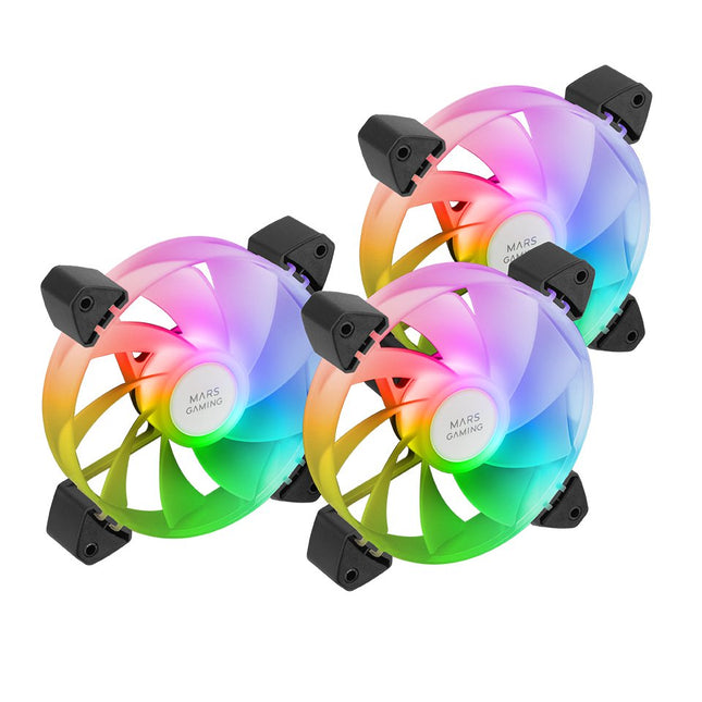 Kit 3 Ventiladores Auxiliar A-Rgb 120mm Mf-3r Negro Mars Gaming 120mm/ Iluminación Argb/ Compatibilidad Argb