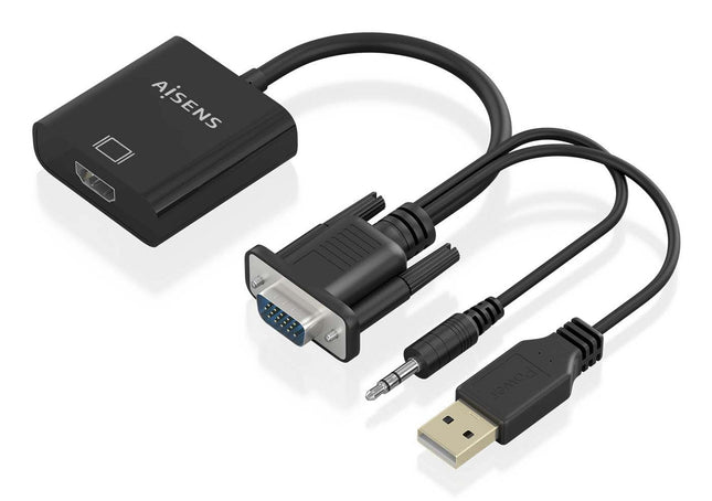 EAN 8435739901595 - AISENS A115-0872 adaptador de cable de vídeo 0,2 m HDMI tipo A (Estándar) VGA (D-Sub) + 3.5mm + USB Type- imagen 1