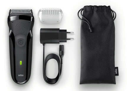 Afeitadora Braun Serie 3 301s Color Negra Inlambrica Recargable