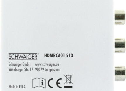 Schwaiger Hdmrca01 513 Conversor De Vídeo Con Escalador 1920 X 1080 Pixeles Av A Hdmi