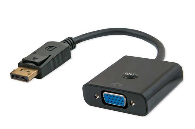 Savio Cl-90 Adaptador De Cable De Vídeo 0,2 M Displayport Vga (D-Sub) Negro
