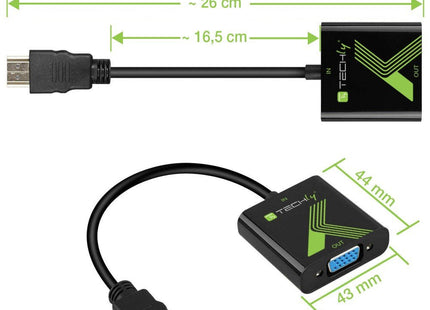 Techly Hdmi -> Vga+3.5mm M/F Negro
