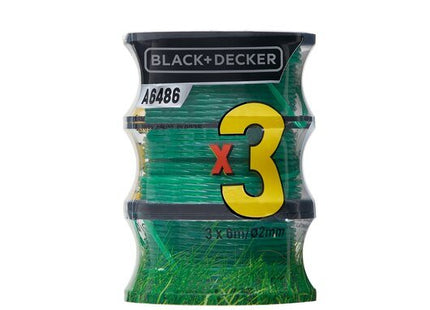 Carrete De Hilo Black+Decker Reflex A6486, Hilo De Corte 6 Metros, Ø 2mm, Pack Económico 2+1 A6486-Xj