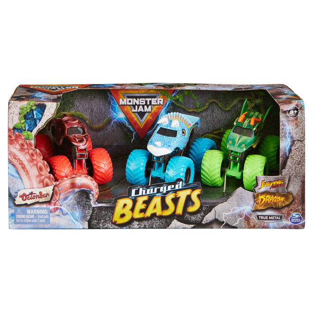 3 Vehículos De Juguete Spin Master Monster Jam Charged Beasts 3er-Pack, Spielfahrzeug 6065096