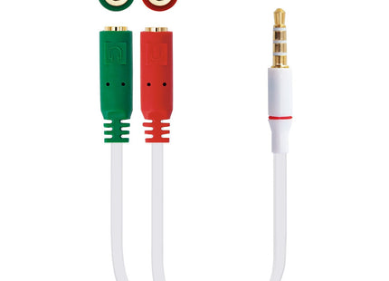 Nanocable Cable Adaptador Audio Jack 3.5mm Macho 4 Pines A 2x Jack 3.5mm Hembra 3 Pines 0.20m - Blanco