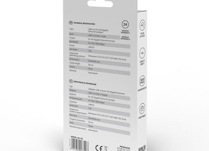 Savio Ak-55 Adapter Usb-A 3.1 Gen 1 Do Rj-45 Gigabit Ethernet