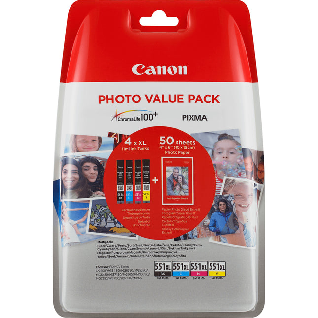 Cartucho Original Canon Cli551xl Bk+C+M+Y - 6443b006 [Pag-660]