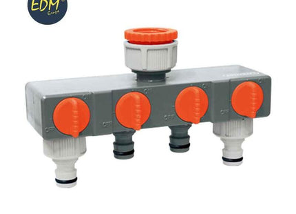 Adaptador 4 Vias Para Grifo De Jardin Con Enchufes Rapidos 19mm 3/4" Edm